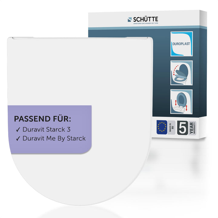 SCHÜTTE WC-Sitz passend zu Duravit Starck 3, mit Absenkautomatik made in EU, Abnehmbarer Klodeckel a
