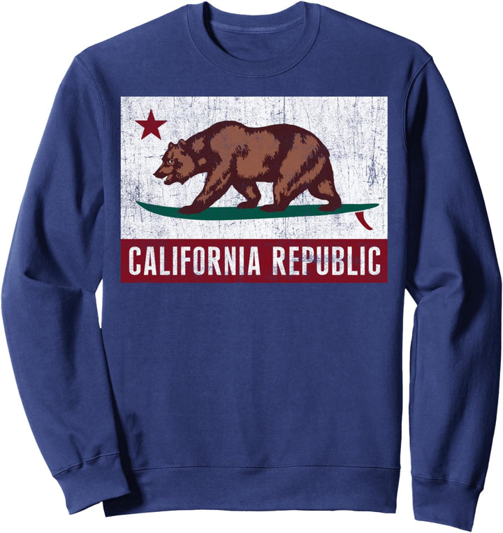 California Republic Bear on Surfboard Flag Sweatshirt