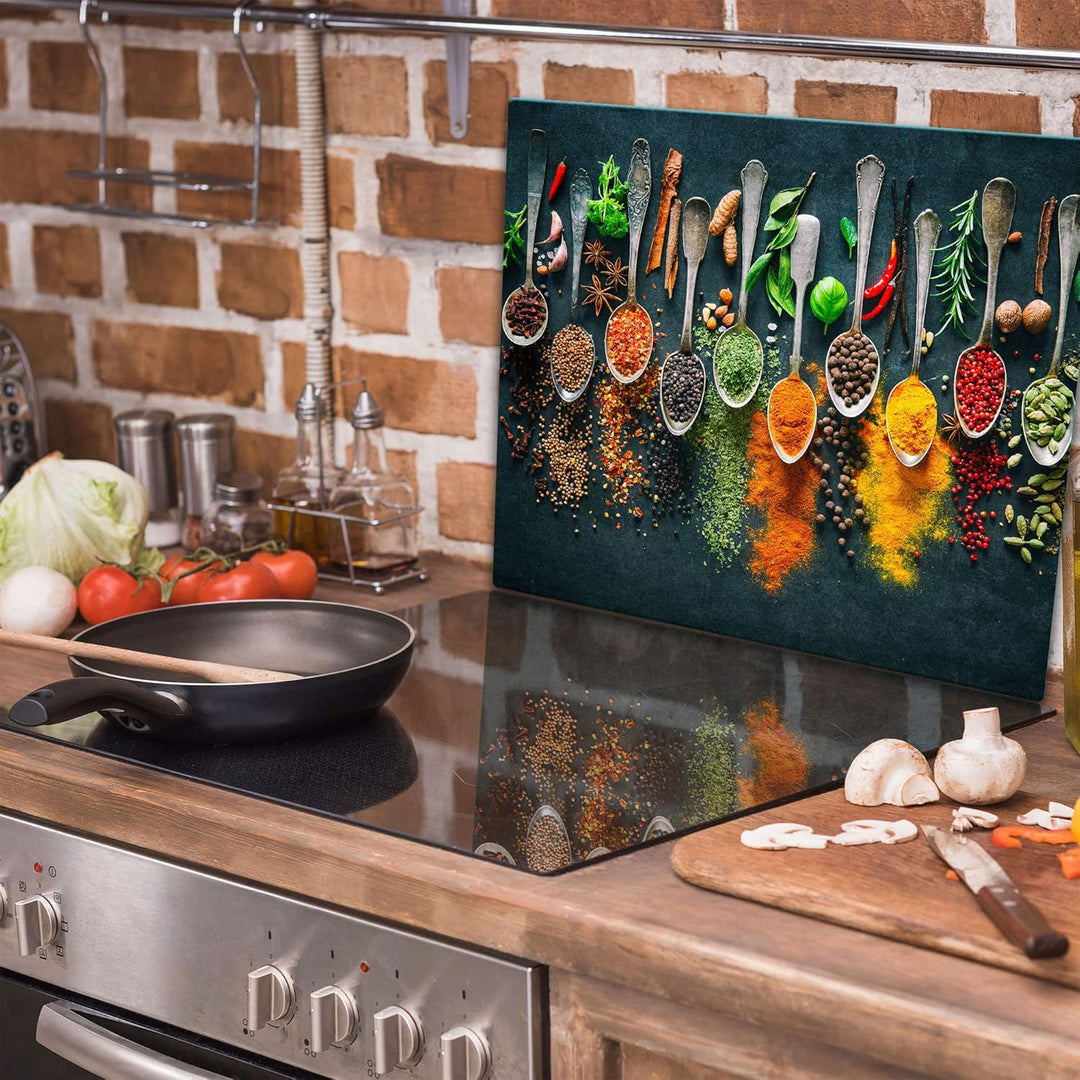 TMK ArtDeko Herdabdeckplatte 1 Teilig 60x52 cm - Spritzschutz Herdabdeckung – Herdschutz aus Sicherh