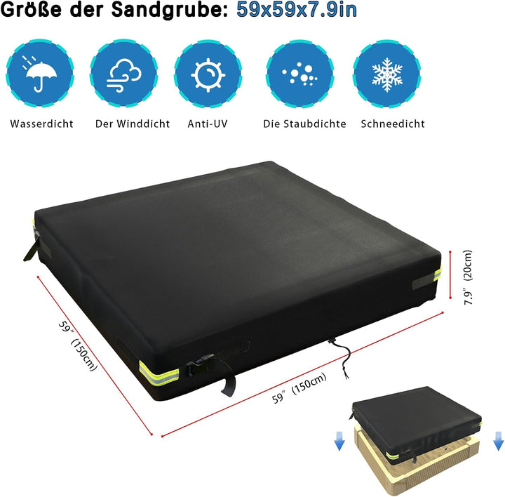 Sandkasten Abdeckung 600D Oxford-Stoff PVC-Beschichtung Wasserdicht Regenfest Anti UV Sandkastenabde