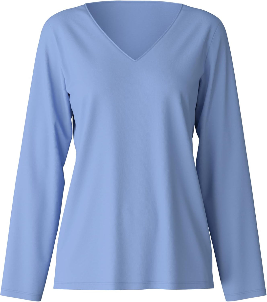 CALIDA Favourites Langarmshirt Damen, aus 100% Baumwolle, Dicker, wärmender Stoff 40-42 Hydrangea Bl