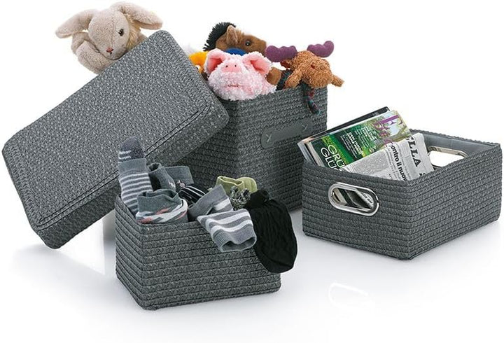 kela Korb-Set Rimossa, 5-teilig, unterschiedliche Grössen, PP-Kunststoff, grau, Stoffinnenfutter, in