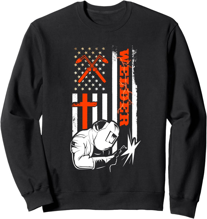 Welder Gifts Funny Welding American Flag Patriotic Sweatshirt