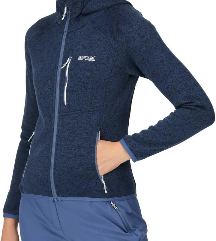 Regatta Damen Newhill Strickfkleecejacke mit Kapuze RWA597 36 dunkelblau