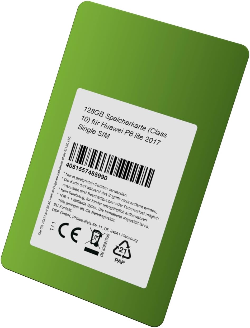 128GB Speicherkarte (Class 10) für Huawei P8 lite 2017 Single SIM 128GB Class 10, 128GB Class 10