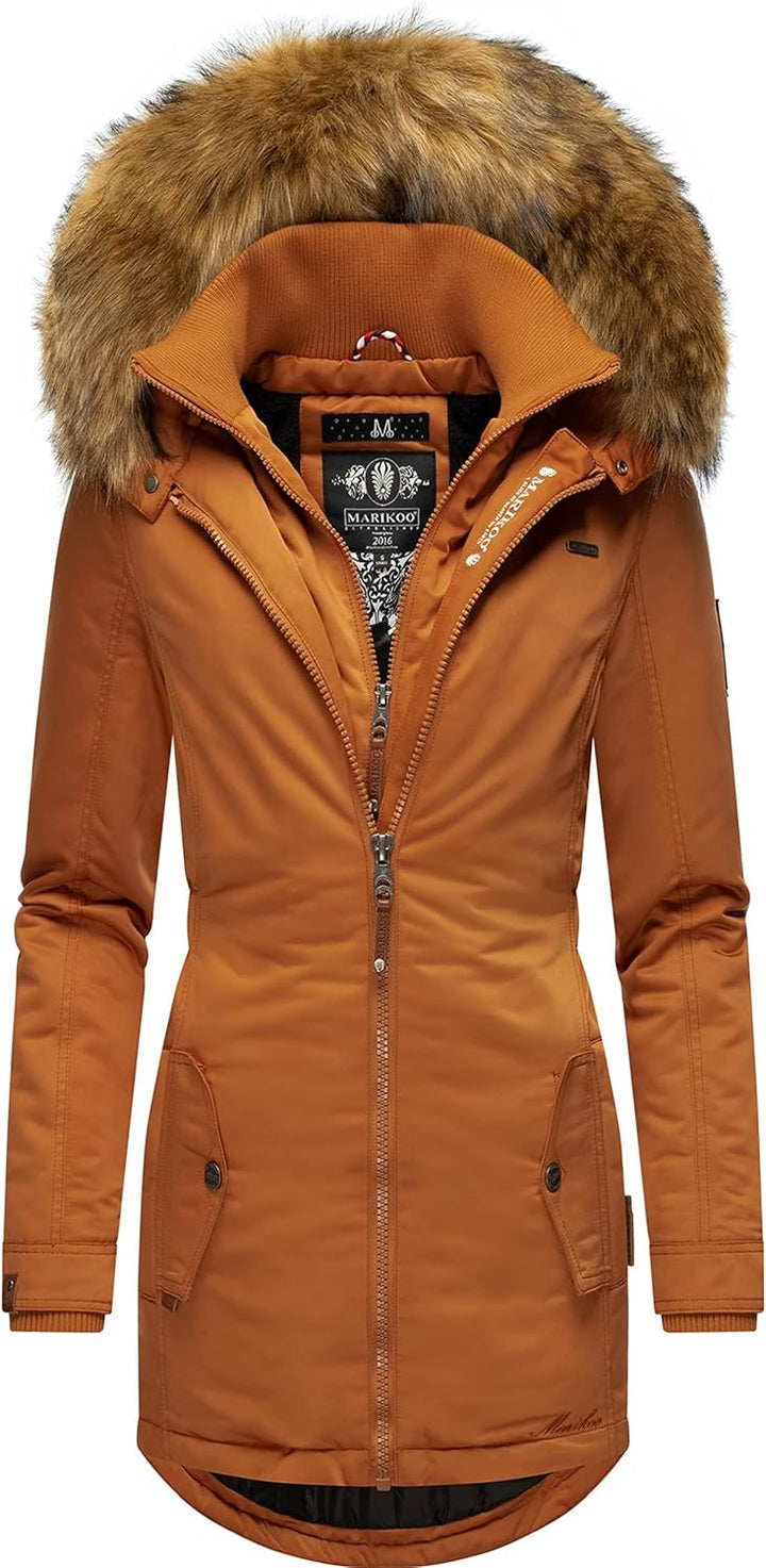MARIKOO Damen Warmer Winterparka mit Kapuze Sanakoo XS-XXL S Rusty Cinnamon, S Rusty Cinnamon