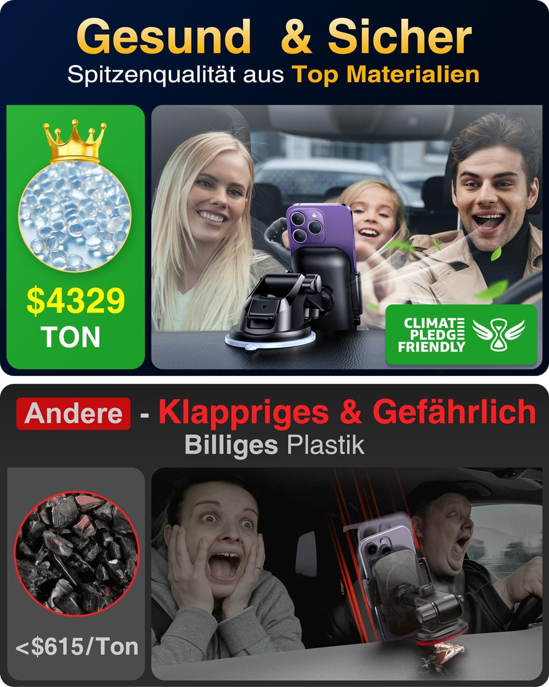 VANMASS [2023 Patent Pro] Universal Handyhalterung Auto [Upgrade SGS-Militärstandard Stossfest] 360°