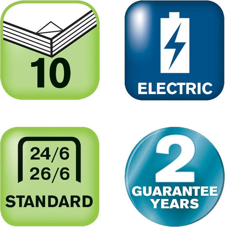 Rapid F Serie 10BX Mobiles Elektrisches Heftgerät, 10 Blatt, batteriebetrieben, Kunststoff/Metall, S