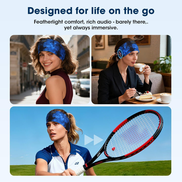 LC-dolida Schlafkopfhörer Bluetooth Sport-Kopfhörer Stirnband, Kabellos Schlafen Kopfhörer 15+ Stund