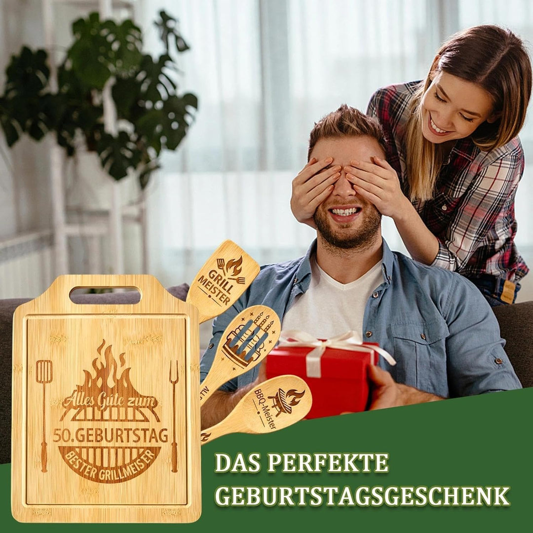 Geschenk 50. Geburtstag Männer - Geschenke zum 50 Geburtstag Mann, Graviertes Bambus Schneidebrett S
