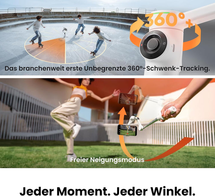Insta360 Flow 2 Pro Creator Bundle Grau - Faltbarer AI Gimbal, Apple DockKit, 360º-Pan-Tracking, fre