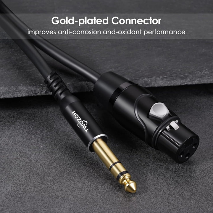 Twozoh XLR Buchse auf Klinke 6,35 mm(1/4") TRS Kabel 10M, Stereo XLR auf Klinke 6,3 Symmetrisch (Pro