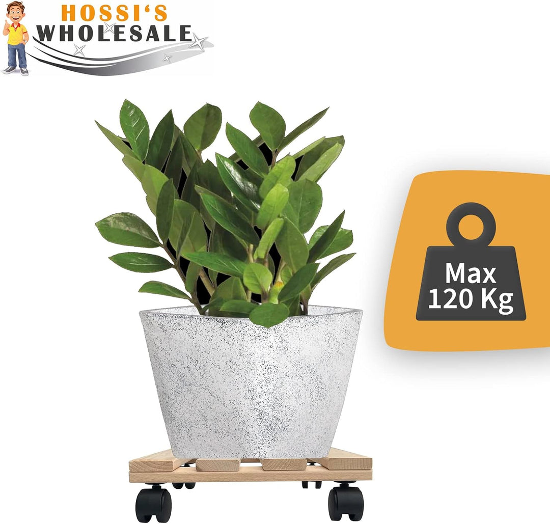 Unbekannt Fünf Pflanzenroller Holz MASSIV aus stabilem Buchenholz eckig 30 cm x 30 cm bis 120 KG