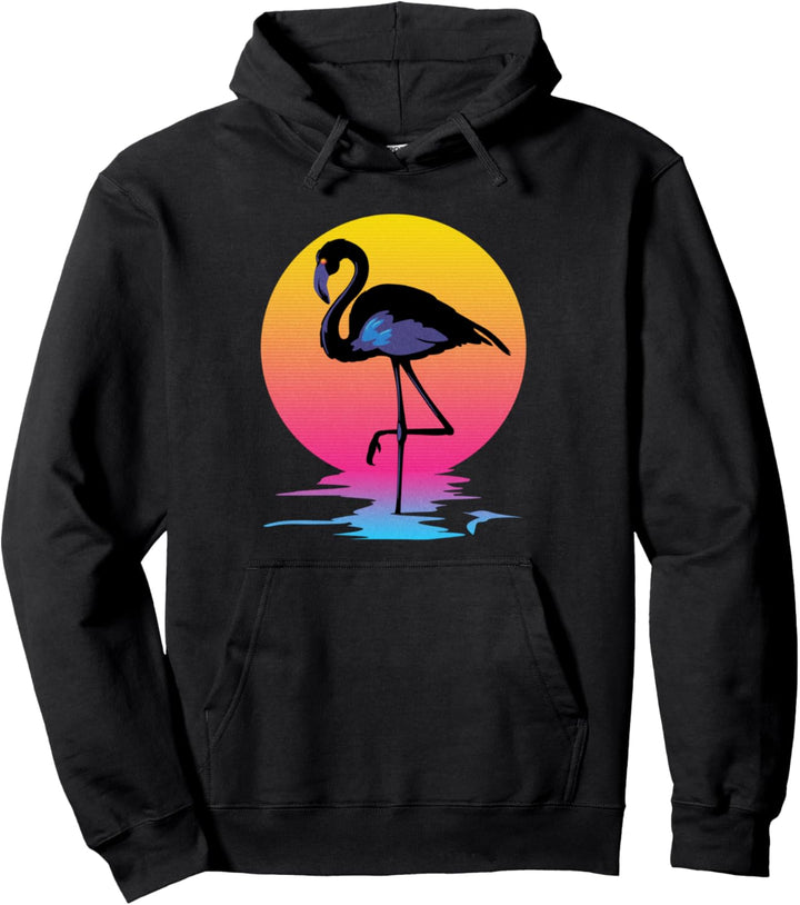 Totally Rad 80er Jahre Retro Flamingo Pullover Hoodie