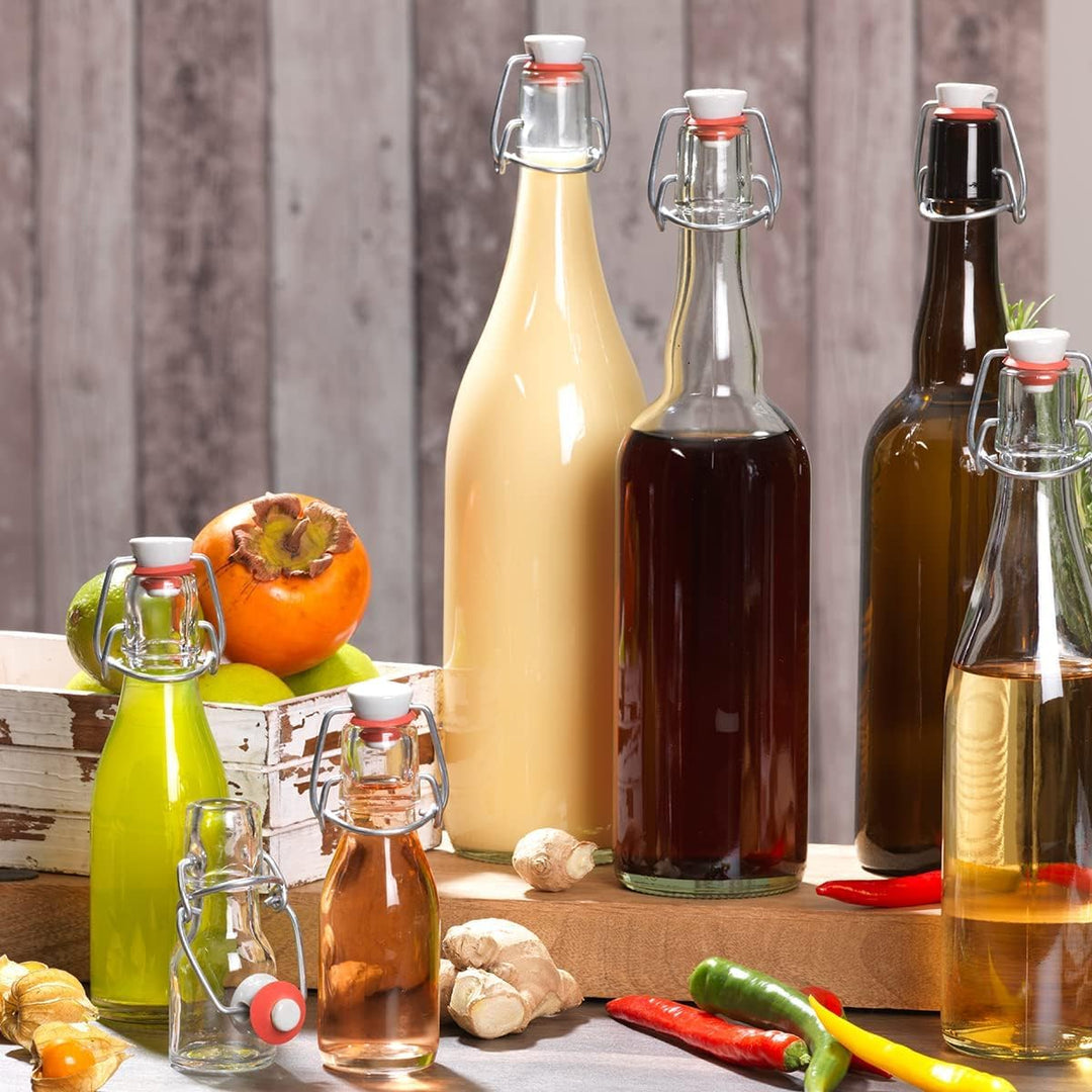 hocz 6er Set Bügelflaschen Bügelflasche Glasflaschen 750ml mit Bügelverschluss zum Selbstbefüllen in