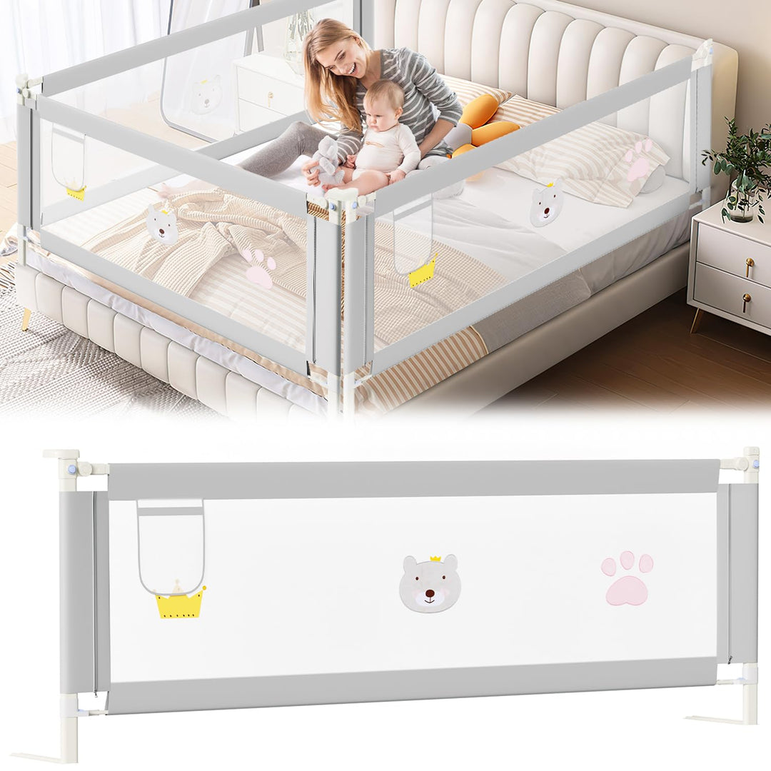 Ikodm Bettgitter 150cm Bettschutzgitter Kinderbettgitter, Rausfallschutz, Kinderbettschutzgitter für