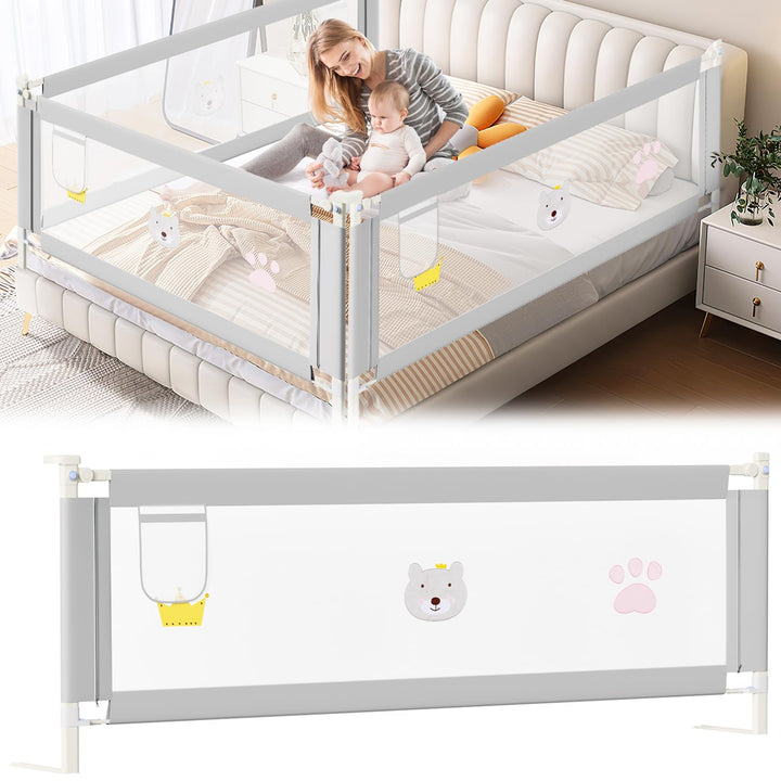 Ikodm Bettgitter 150cm Bettschutzgitter Kinderbettgitter, Rausfallschutz, Kinderbettschutzgitter für