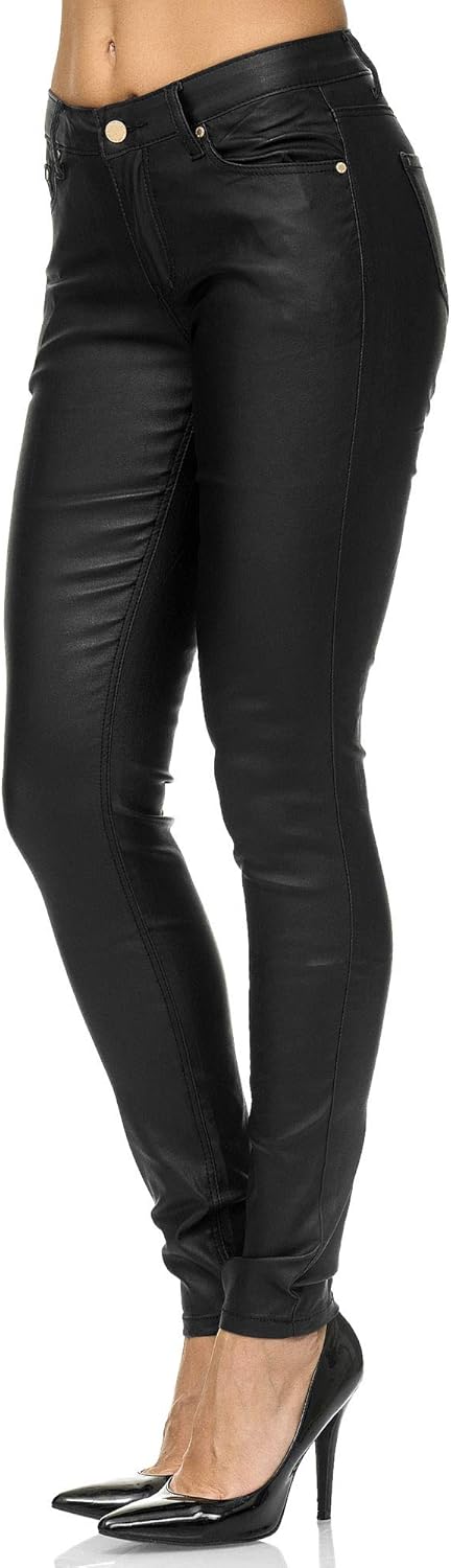 Elara Damen Hose Kunstleder Push Up Effekt Chunkyrayan 34 Slim Schwarz Fällt Eine Nummer Kleiner aus