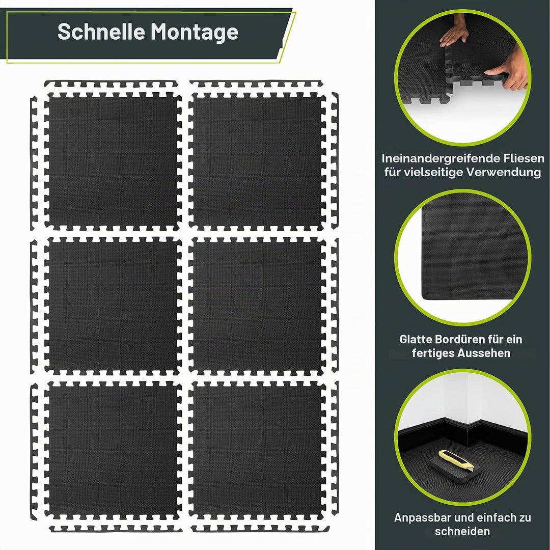 ProsourceFit Extra Thick Puzzle Exercise Mat 1”, EVA Foam Interlocking Tiles for Protective, Cushion