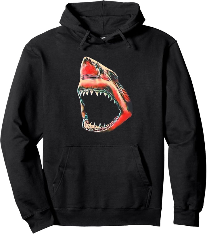 Weisser Hai Haie Raubfisch Rückenflosse Zähne Hai Pullover Hoodie