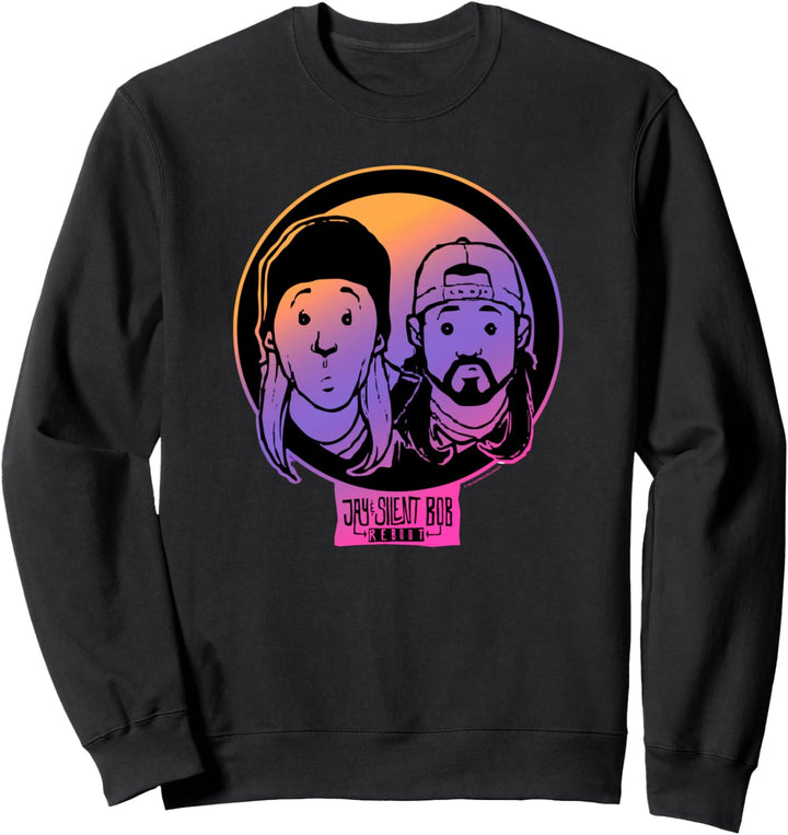 Jay &amp; Silent Bob Colorful Cartoon Gradient Portraits Sweatshirt