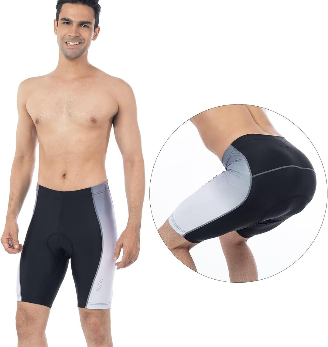 ROTTO Radlerhose Herren Fahrradhose Kurz Radhose Gepolstert Gemütlich stossfeste XXL D Schwarz-weiss