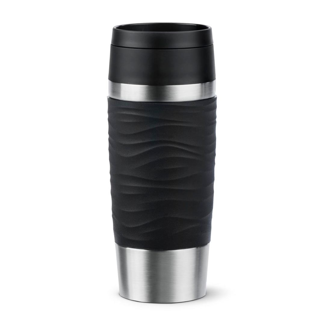 Emsa N20212 Travel Mug Wave Isolierbecher 0,36 Liter | neuer Komfort-Schraubverschluss | Edelstahl |