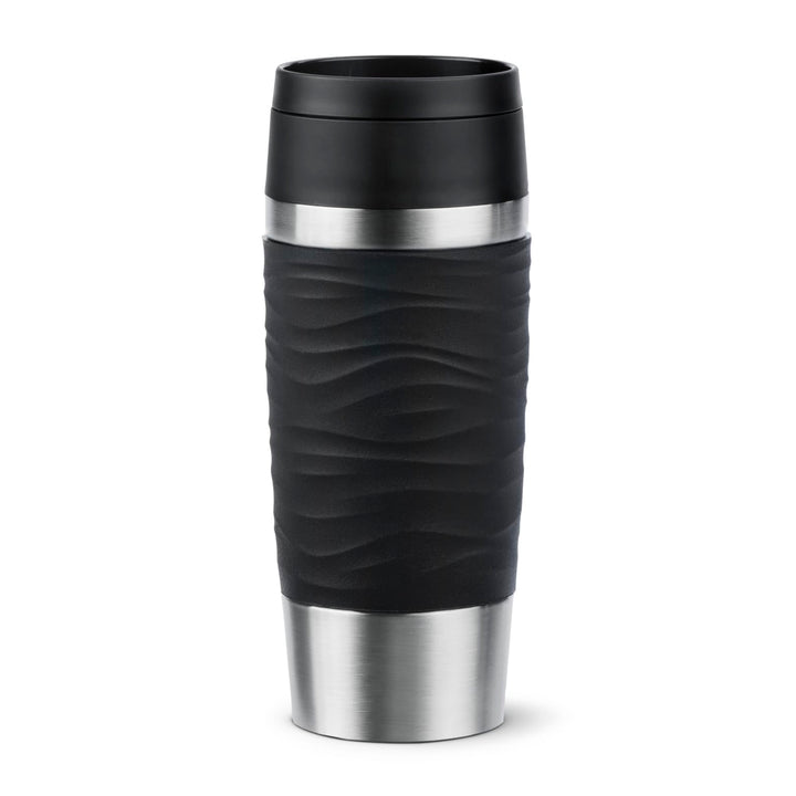 Emsa N20212 Travel Mug Wave Isolierbecher 0,36 Liter | neuer Komfort-Schraubverschluss | Edelstahl |