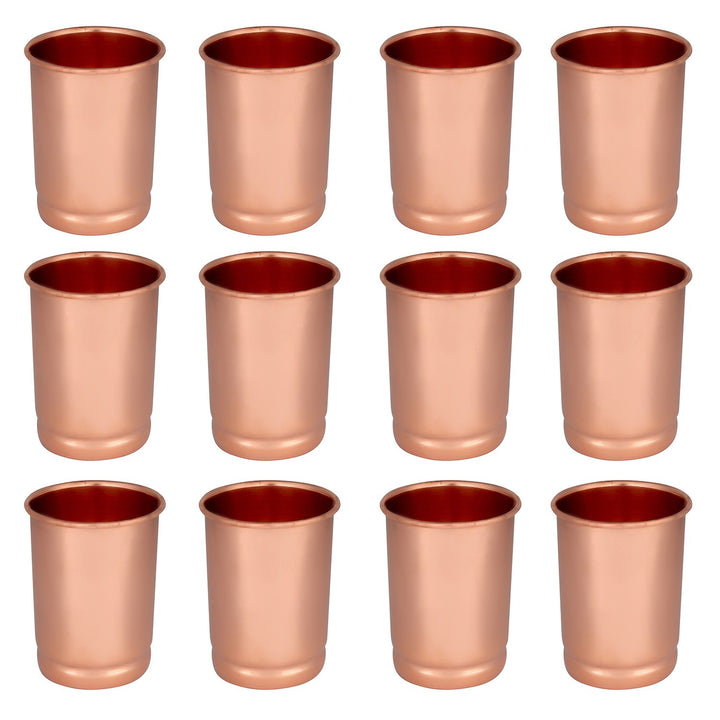 Zap Impex Wassergläser reines Kupfer Trinkbecher Ayurveda Banefits 12er Set, 300 ml