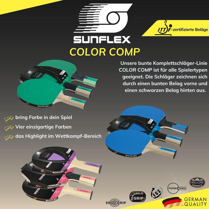 Sunflex® Color COMP B35 Tischtennisschläger | Tischtennis Racket Bat TT Hobby Trainingsschläger | ko