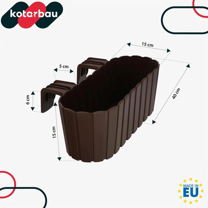 KOTARBAU® 6er Set Blumenkasten für Balkon - 40 x 15 x 15 cm - Blumenkasten für Balkongeländer - Balk