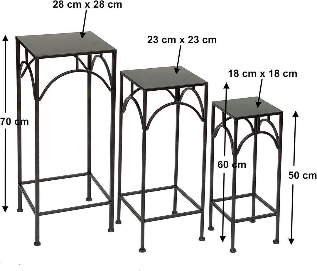 DanDiBo Blumenhocker Metall Schwarz Eckig 50 - 70 cm Blumenständer 96132 3er Set Beistelltisch Blume