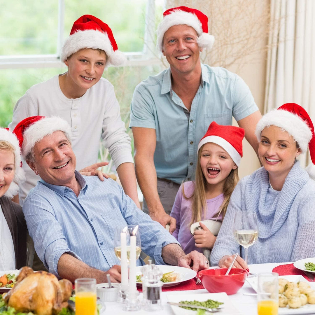 Elcoho 20 Pack Nikolausmütze Weihnachtsmütze Erwachsene plüsche weihnachtsmann mütze Vliesstoff Weih