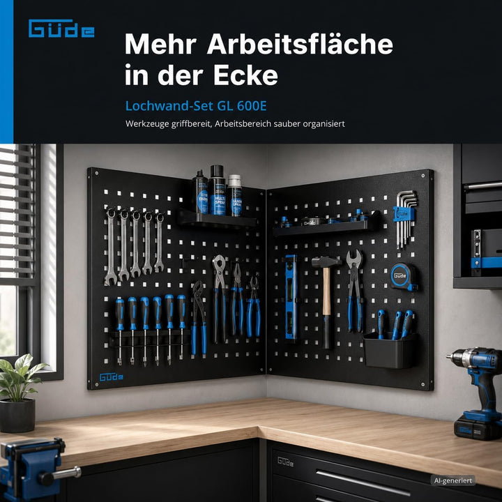Güde Lochwand-Set GL 600E - 2 Module, pulverbeschichtetes Stahlblech | Ergänzung zur Güde Eco Line,