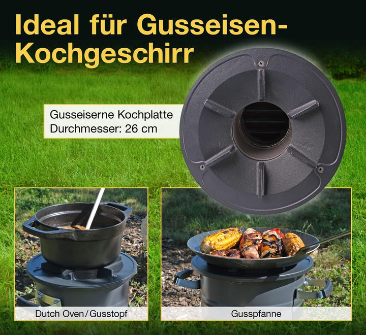 Raketenofen | Holz, Kohle oder anderen brennbaren Materialien | Outdoor-Küche | Terrassenheizung | w