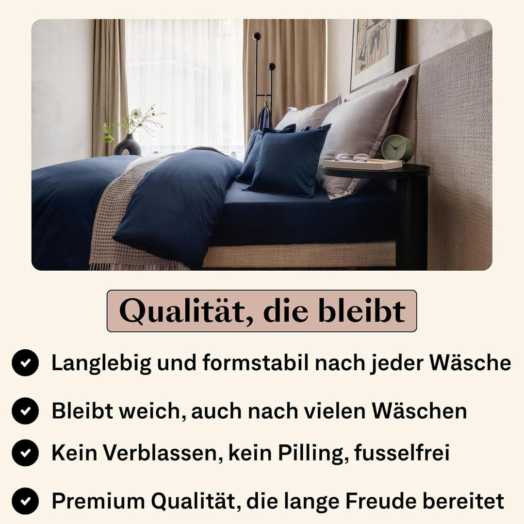 Amqua Mako Satin Kissenbezug (1x) aus ägyptischer Baumwolle 40x40 cm, dunkelblau/Navy (1x) 40x40cm D