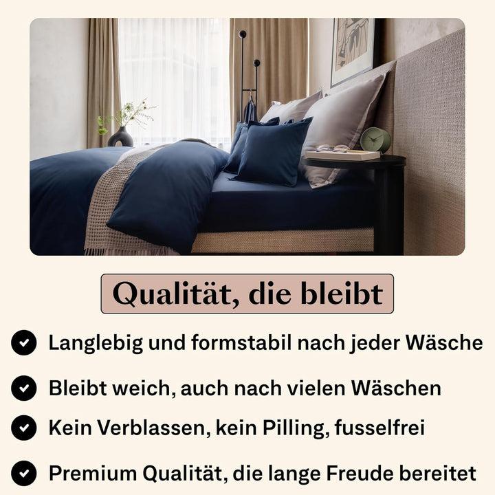 Amqua Mako Satin Kissenbezug (1x) aus ägyptischer Baumwolle 40x40 cm, dunkelblau/Navy (1x) 40x40cm D