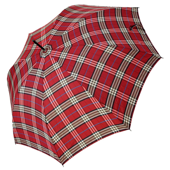 Jasch Regenschirm Stockschirm Damen Herren Automatik Windproof Fiberglas Karo Rot