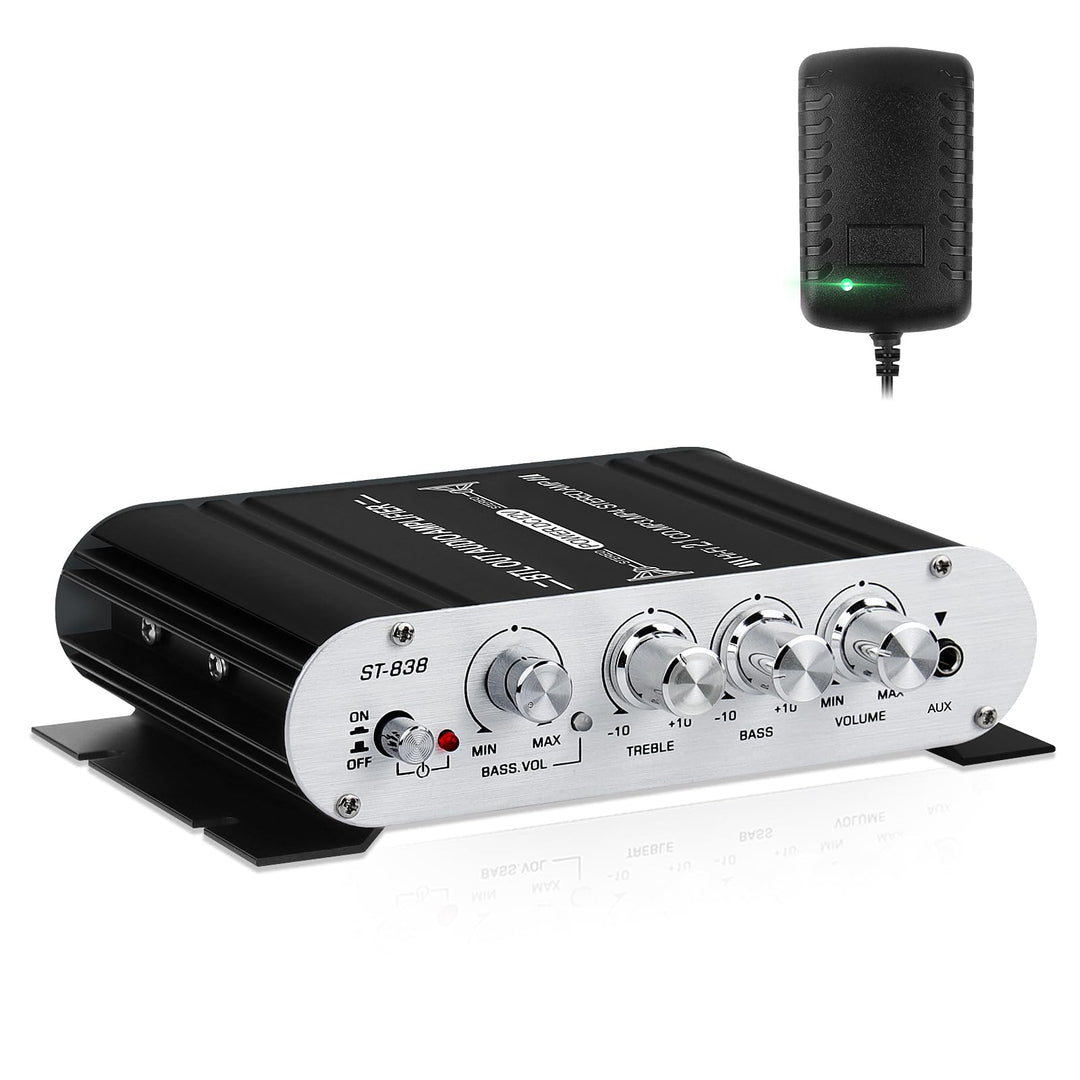 HiFi Audio Verstärker,2.1CH Stereo Verstärker,RMS 20Wx2+40W ST-838 mit Subwoofer Ausgang KlasseD Min