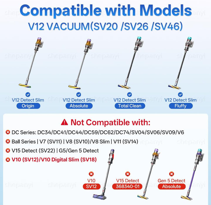 LED Bürste Bodendüse kompatibel für Dyson V12 Detect Slim, Ersatzbürste Bürsten Zubehör, Soft-Roller