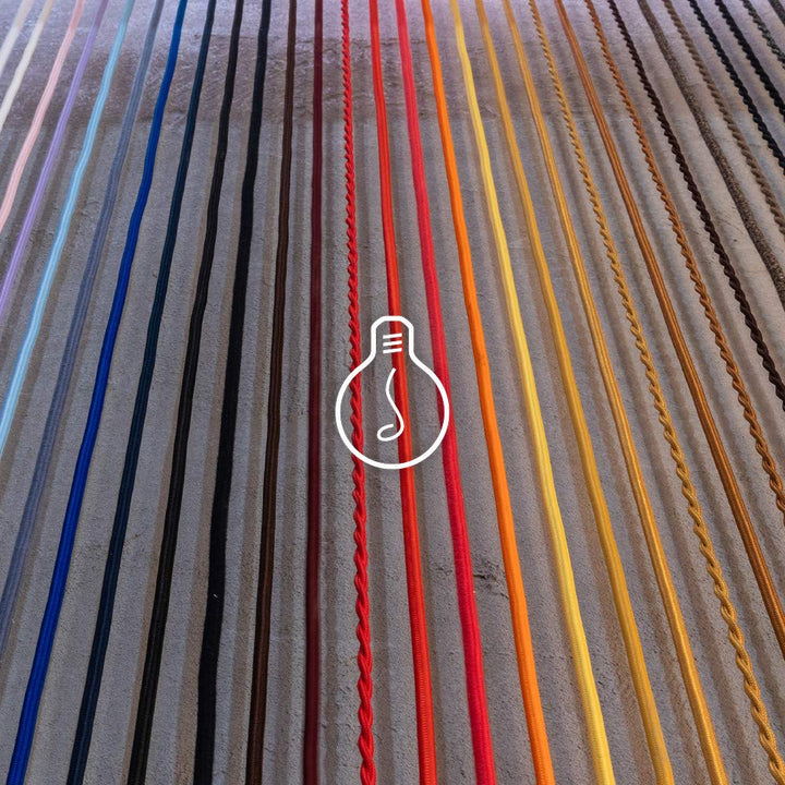 Amarcords - Textilkabel für Lampen BACKSTEIN, rund, Jute, 50 Meter, mit 2 Leiter 2x0,75 - Stoffkabel