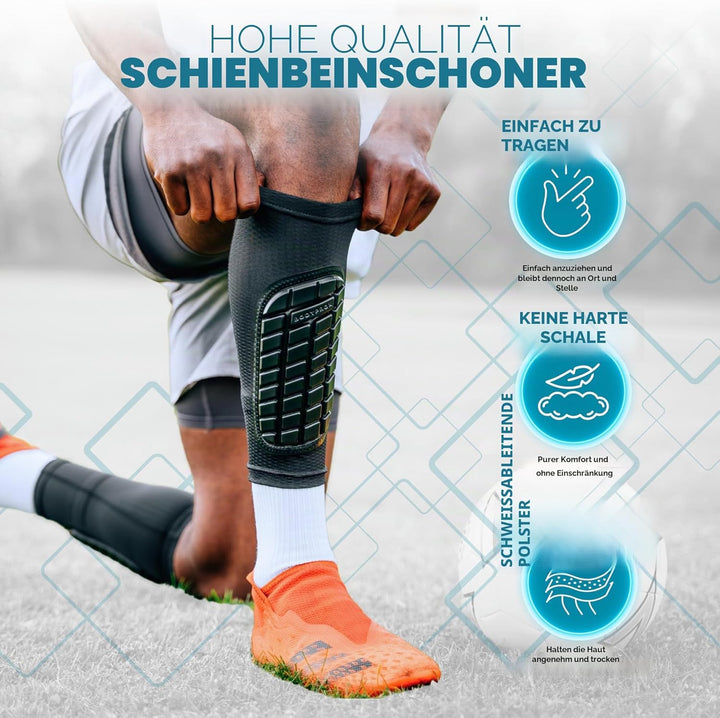 Bodyprox Fussball-Schienbeinschoner für Männer, Frauen und Jugendliche S Schwarz, S Schwarz