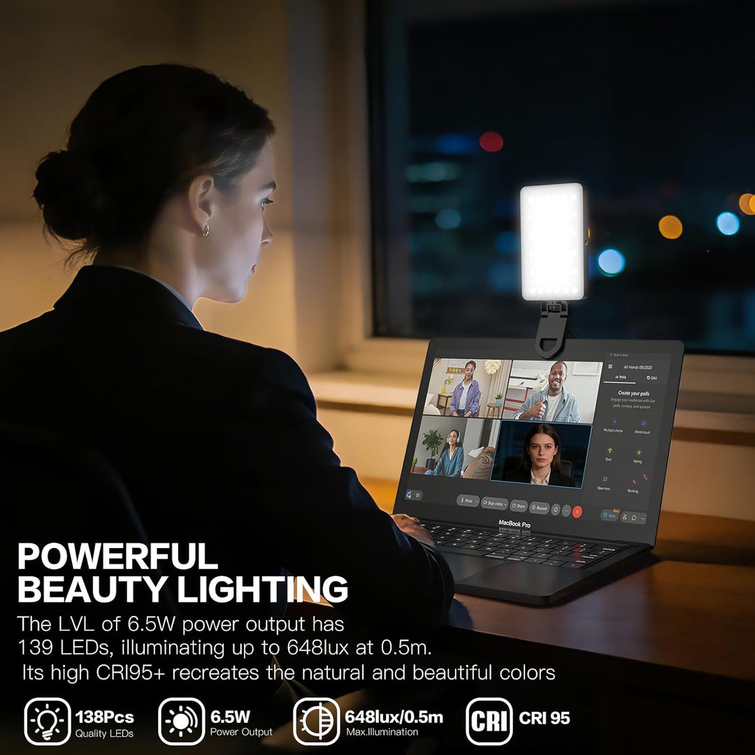 Selfie Licht, 138 LEDs Handy Fülllicht, 2700K–6500K Dimmbare Lichmodi, mit RGB Umgebungslichteffekte