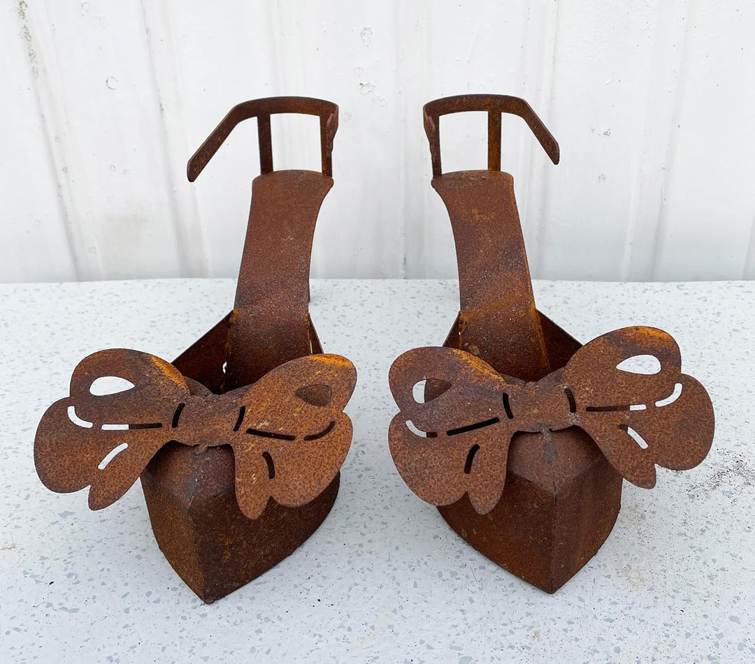 STEINFIGURENWELT GIEBEN 2er Set Pumps Damenschuhe zum Bepflanzen 31x16cm Edelrost Pflanzschuhe Stöck