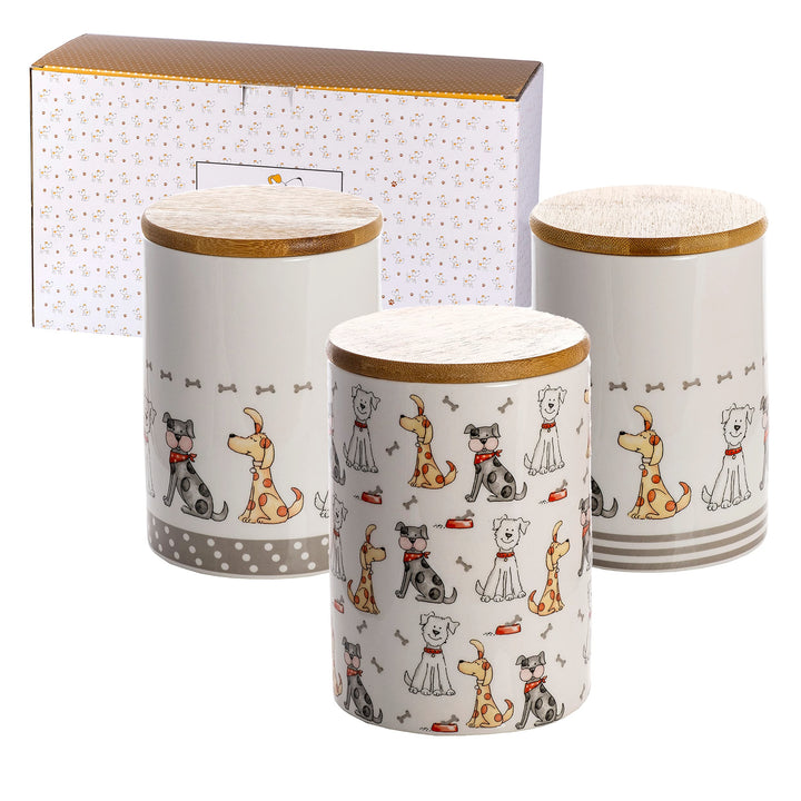 SPOTTED DOG GIFT COMPANY Vorratsdosen Keramik mit Deckel Luftdicht - 3 Vorratsbehälter vielseitig Au