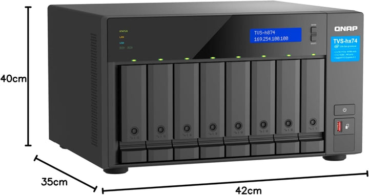 QNAP TVS-h874 NAS Tower Eingebauter Ethernet-Anschluss Schwarz