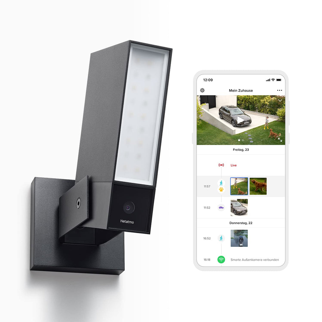Netatmo Smarte Überwachungskamera Aussen, Wlan, Integrierte Beleuchtung , Bewegungserkennung, Nachts