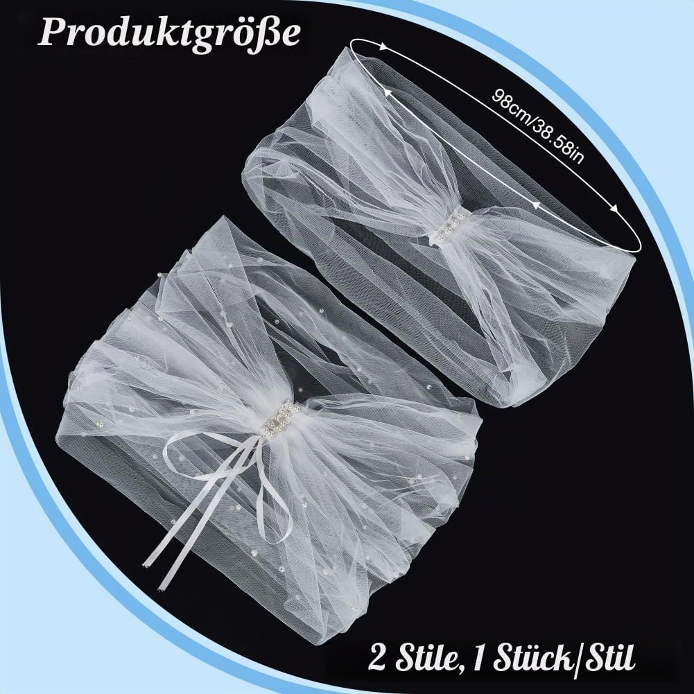 WEBEEDY 2 Stile 98cm Weisse Tüll Brautschals Umhänge Für Hochzeiten Perlen Hochzeitsumhänge Abnehmba