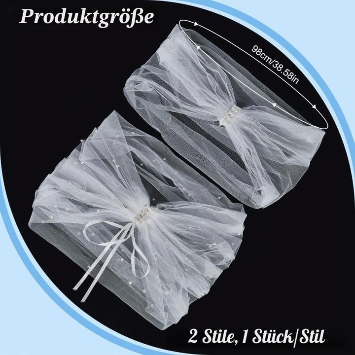 WEBEEDY 2 Stile 98cm Weisse Tüll Brautschals Umhänge Für Hochzeiten Perlen Hochzeitsumhänge Abnehmba