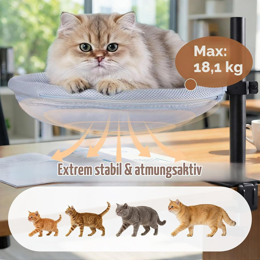 Katzenbett für Schreibtisch, Hängebett für Katzen 360 ° drehendes &amp; höhenverstellbar mit Hängeball,